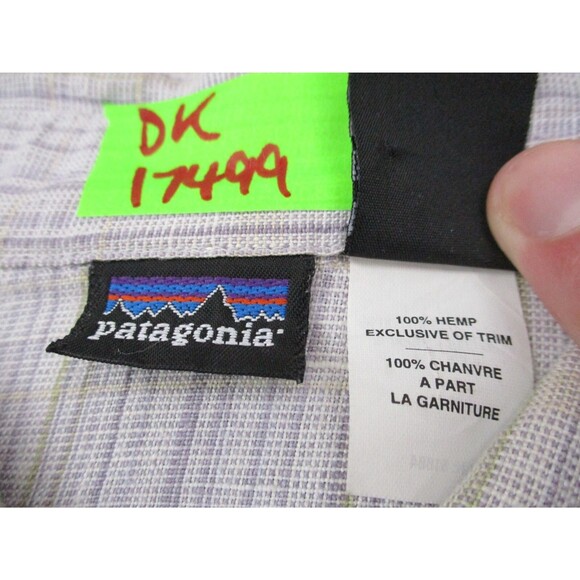 Patagonia Shirt Womens 14 Blue Green Striped Hemp Casual Button Up Top - Picture 5 of 11